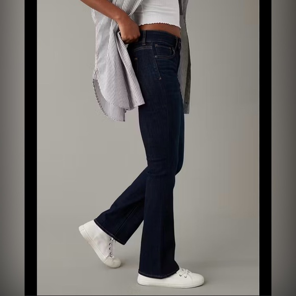 American Eagle Low Rise Kick Boot Jeans 896 - Dark Wash - 4 X-Long (27) - Picture 2 of 8